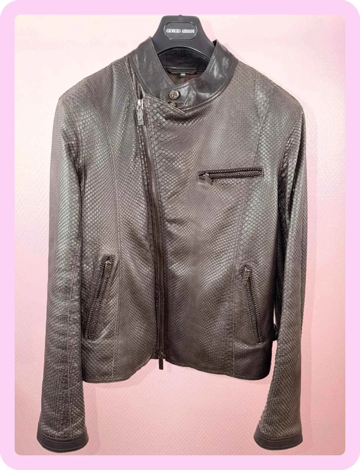 Casaco de couro modelo raro original Giorgio Armani tamanho xl – photo 2